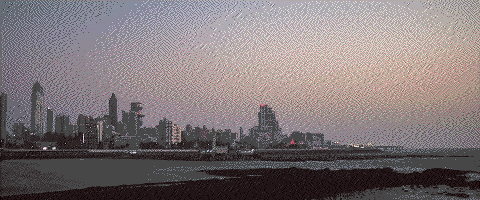 Mumbai skyline at dusk from the sea face