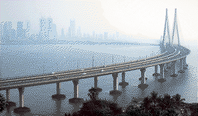Bandra-Worli Sea Link in morning haze, Mumbai